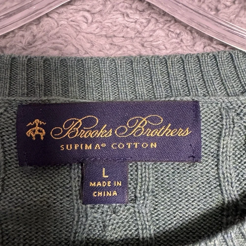 Brooks Brothers Sweater Men L Cable Knit Crewneck Supima Jumper Pullover Speckal